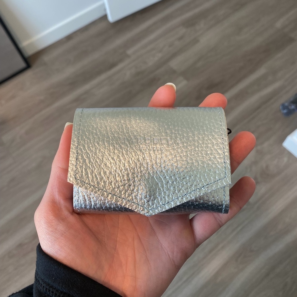 Metallic Silver Women's Card Wallet
